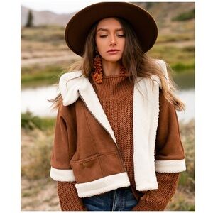 Joyfolie | Western Cowgirl Photo Shoot Wedding Faux Suede Shearling Bolero | XS